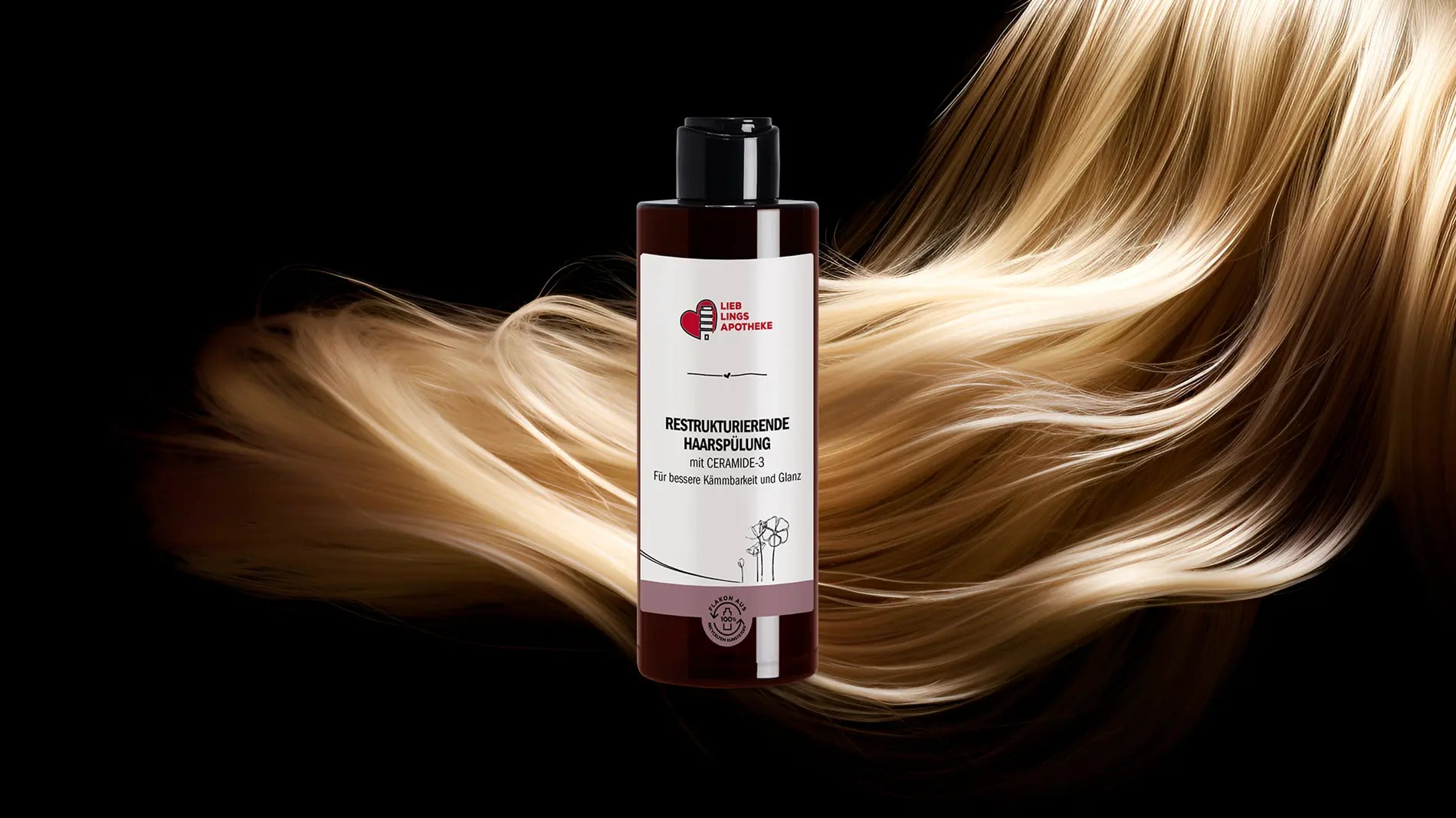 Bild_auf_dem_das_blonde_Haar_einer_Frau_gezeigt_wird_davor_eine_Flasche_mit_restrukturierender_Haarspuelung_mit_Ceramide_3